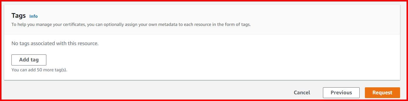 Picture showing the Request button for requesting the certificate
